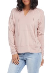 Karen Kane Contrast Stitch French Terry Hoodie in Pin at Nordstrom