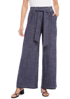 Karen Kane Womens Linen Blend High Rise Wide Leg Pants