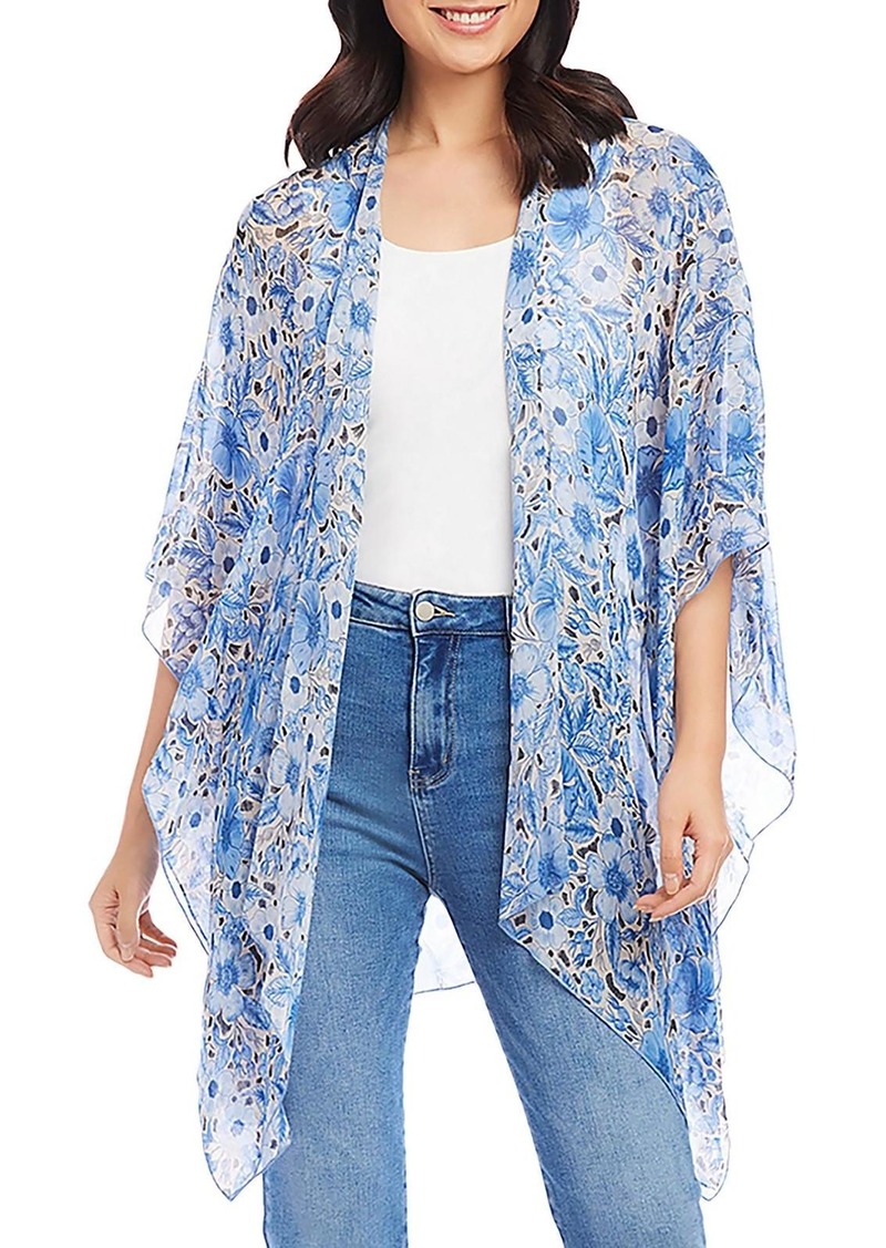 Karen Kane Womens Open Front Floral Kimono