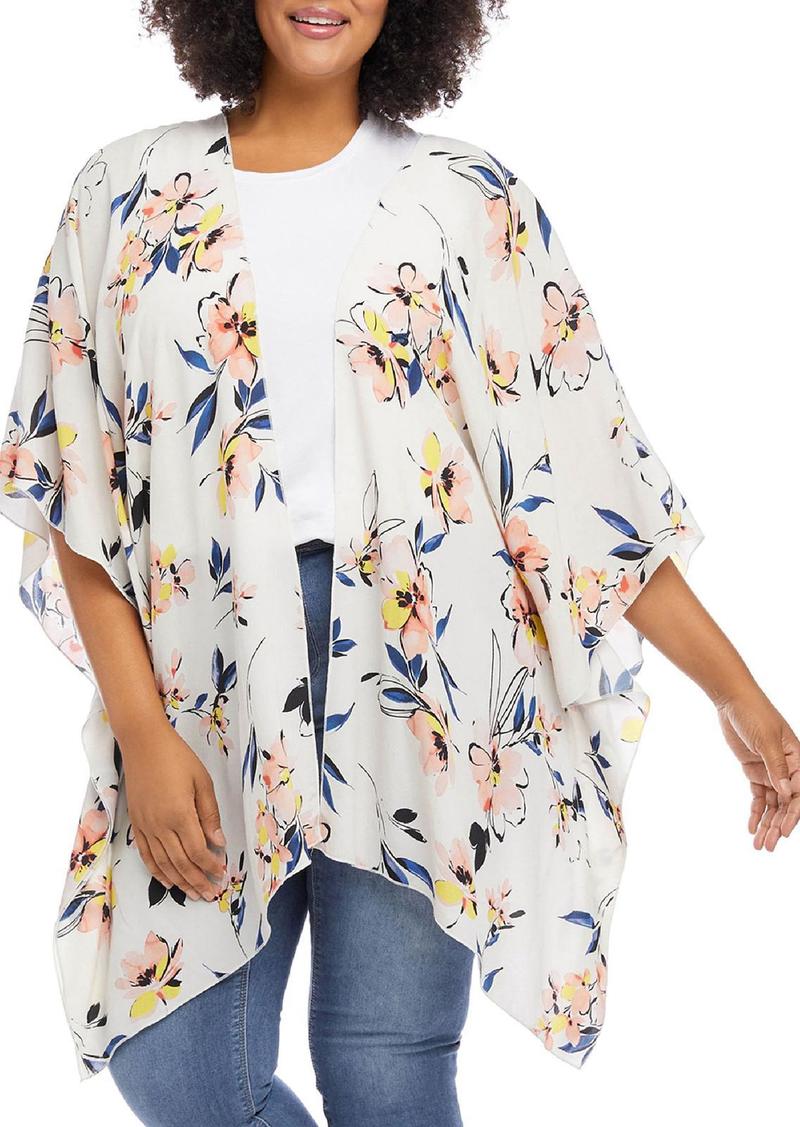 Karen Kane Womens Open Front Long Kimono