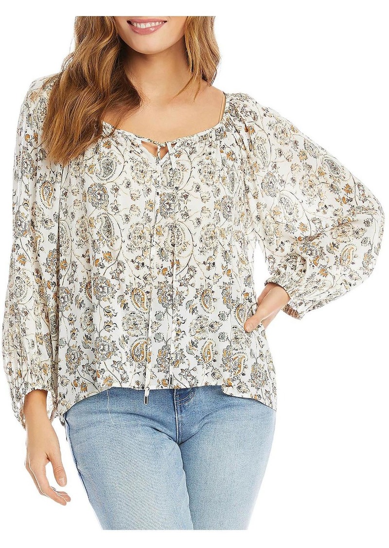 Karen Kane Womens Paisley Boatneck Pullover Top