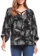 Karen Kane Womens Paisley Print Blouson Sleeve Blouse