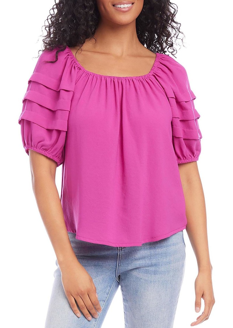 Karen Kane Womens Pleated Bishop Sleeve Blouse