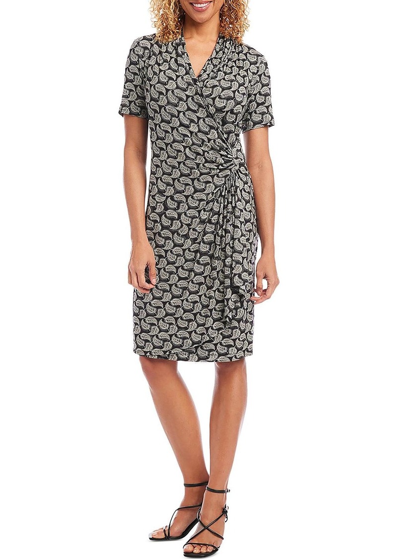 Karen Kane Womens Printed Knee-Length Wrap Dress