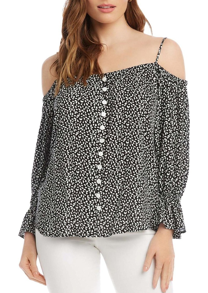 Karen Kane Womens Ruffled Printed Blouse