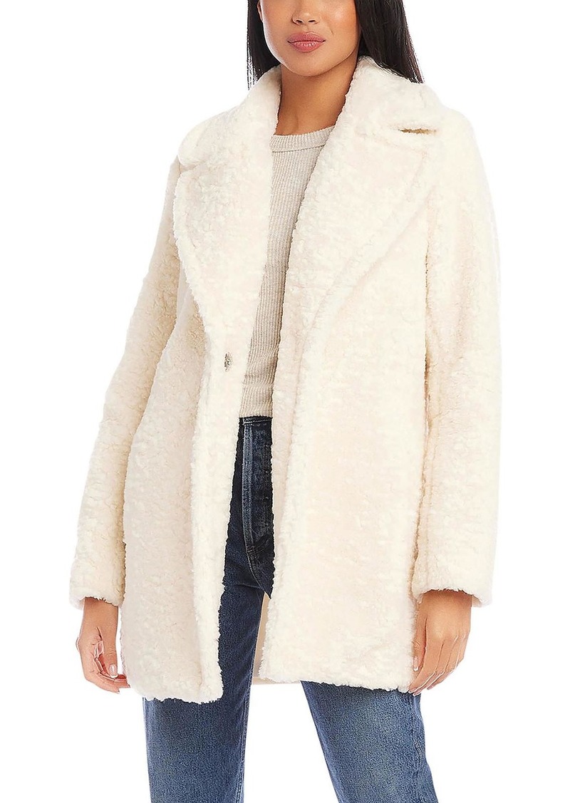 Karen Kane Womens Sherpa Heavy Faux Fur Coat