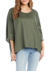 Karen Kane Womens Slub Handkerchief Hem Pullover Top