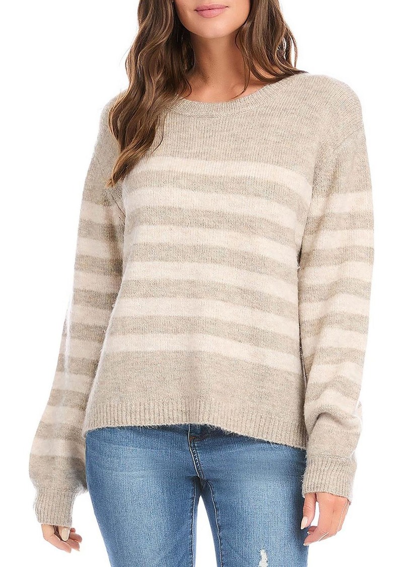 Karen Kane Womens Striped Knit Crewneck Sweater