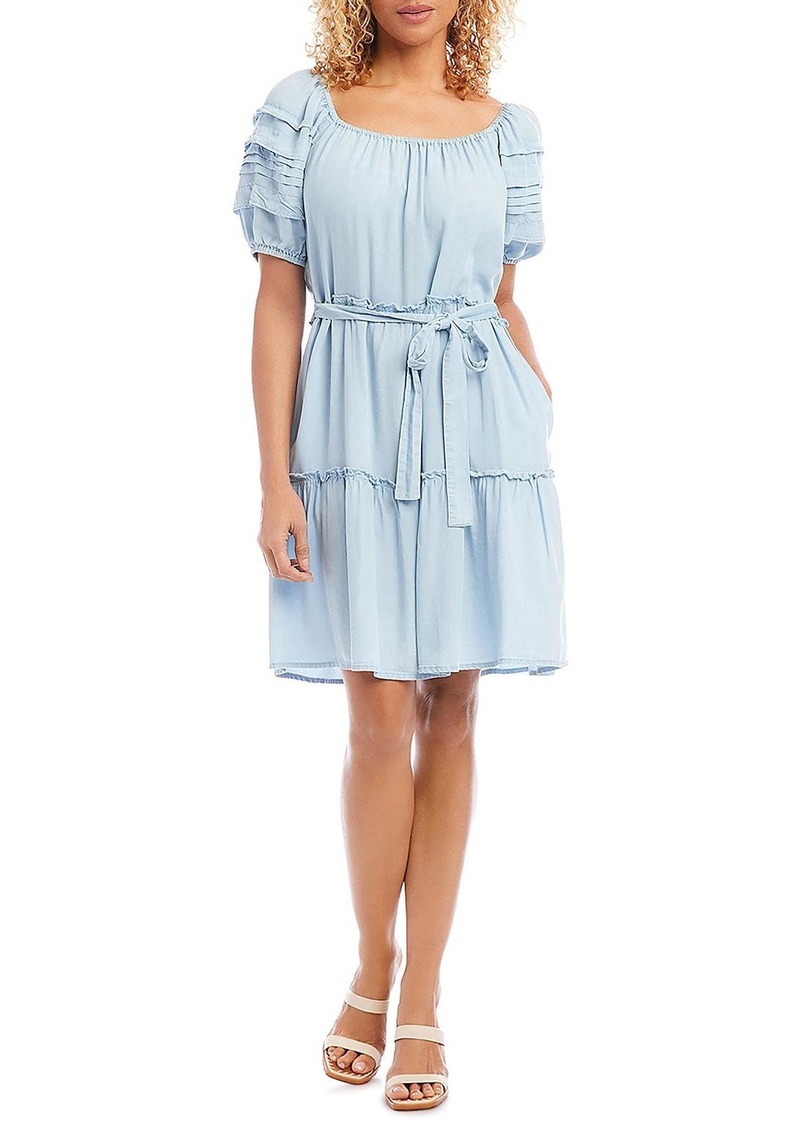 Karen Kane Womens Tiered Short Fit & Flare Dress