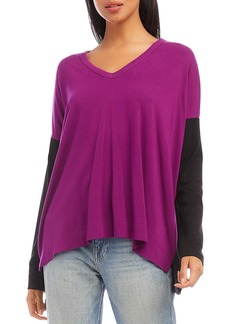 Karen Kane Womens V Neck Long Sleeve Pullover Top