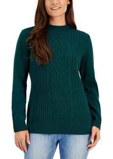 Karen Scott Cable Knit Sweater Womens Cable Knit Crewneck Pullover Sweater