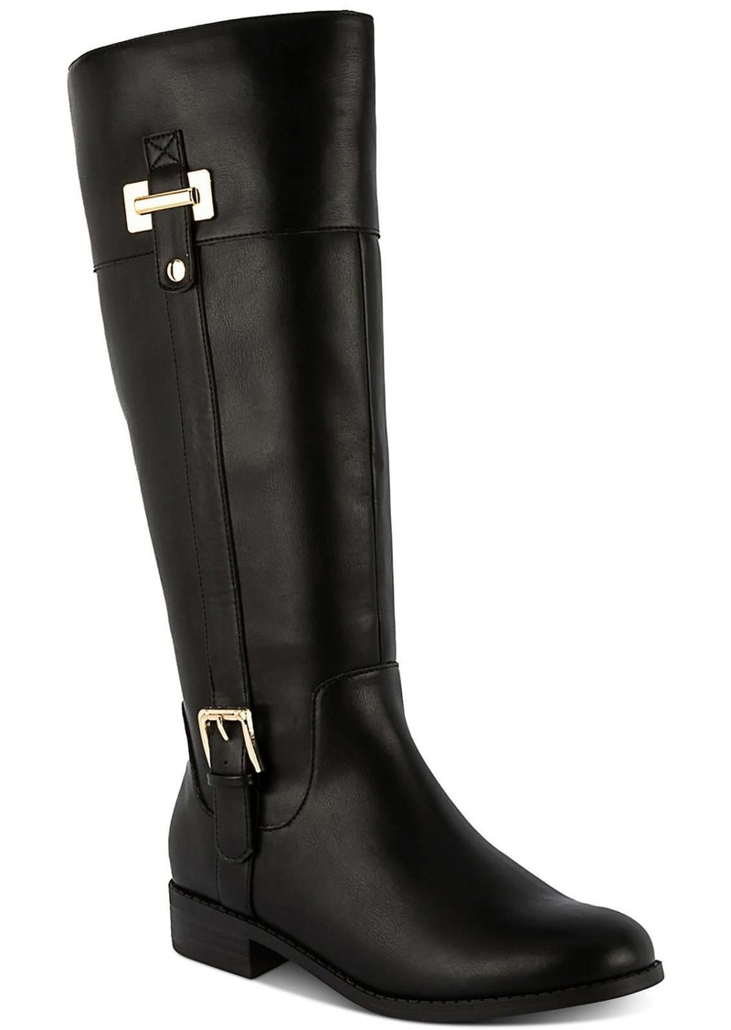 Karen Scott Edenn Womens Faux Leather Wide Calf Knee-High Boots