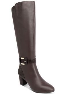 Karen Scott Isabell Womens Faux Leather Embossed Knee-High Boots