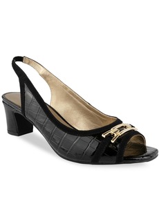 Karen Scott JERRICCA Womens Patent Leather Open Toe Slingback Heels