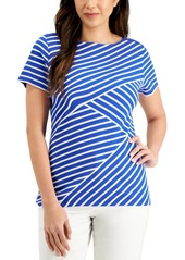Karen Scott Asymmetrical Striped Top, Created for Macy's