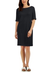 Karen Scott Cotton Cuffed-Sleeve Dress, Created for Macy's