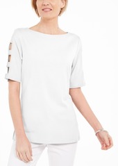 Karen Scott Cotton Cutout-Sleeves Top, Created for Macy's