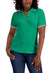 Karen Scott Cotton Piped Polo, Created for Macy's