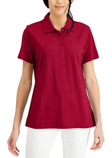 Karen Scott Cotton Short Sleeve Polo Shirt, Created for Macy's - New Red Amore