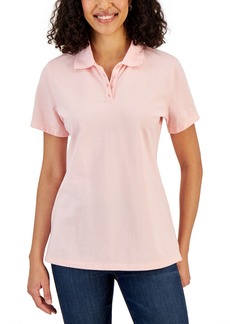Karen Scott Cotton Short Sleeve Polo Shirt, Created for Macy's - Soft Pink