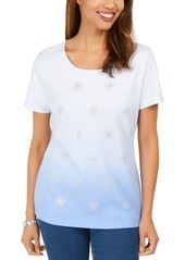 Karen Scott Petite Embellished Ombre Top, Created for Macy's