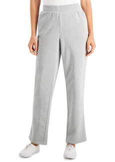 Karen Scott Fleece Knit Mid-rise Solid Pull-On Pants, Created for Macy's - Smoke Grey Heather