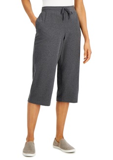 Karen Scott Knit Capri Pull on Pants, Created for Macy's - Charcoal Heather