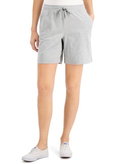 Karen Scott Pull-On Knit Shorts, Created for Macy's - Smoke Grey Heather
