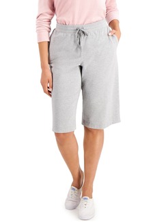 Karen Scott Petite Knit Skimmer Shorts, Created for Macy's - Smoke Grey Heather