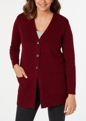 Karen Scott Mixed-Stitch Button-Front Cardigan, Created for Macy's
