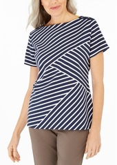 Karen Scott Asymmetrical Striped Top, Created for Macy's