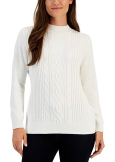 Karen Scott Petite Cable-Knit Mock-Neck Sweater, Created for Macy's