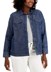 Karen Scott Petite Denim Button-Front Jacket, Created for Macy's
