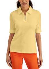Karen Scott Petite Elbow-Length Collared Shirt, Created for Macy's