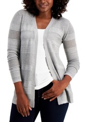 Karen Scott Petite Horizontal Pointelle Cardigan Sweater, Created for Macy's
