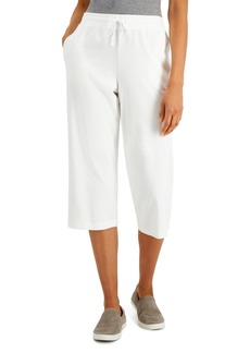 Karen Scott Petite Knit Drawstring Capri Pants, Created for Macy's - Bright White