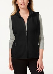 Karen Scott Petite Princess-Seam Zeroproof Zip-Front Vest, Created for Macy's - Deep Black