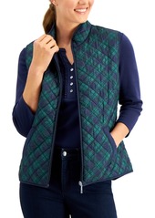 Karen Scott Petite Quilted Plaid Vest, Created for Macy's