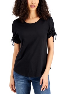 Karen Scott Ruched-Sleeve T-Shirt, Created for Macy's