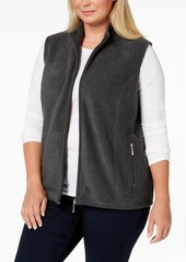 Karen Scott Plus Size Fleece Zip-Front Vest, Created for Macy's