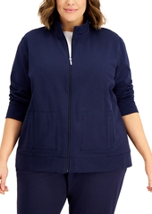 Karen Scott Plus Size French Terry Knit Jacket, Created for Macy's