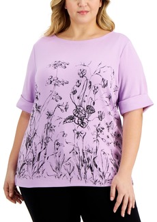 Karen Scott Plus Size Grow With Love Top, Created for Macy's