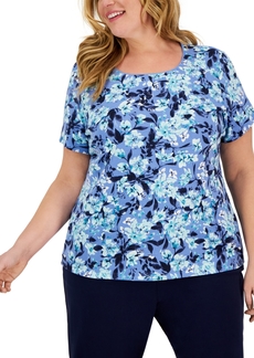 Karen Scott Plus Size Scoop-Neck Short-Sleeve Top, Created for Macy's