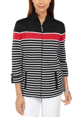 Karen Scott Plus Size Striped Jacket, Created for Macy's