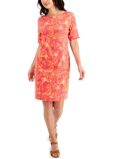 Karen Scott Printed Elbow-Sleeve Dress, Created for Macy's