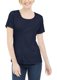 Karen Scott Short Sleeve Scoop Neck Top, Created for Macy's - Intrepid Blue