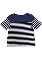 Karen Scott Plus Size Boat-Neck Striped Top, Created for Macy's