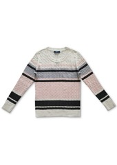 Karen Scott Striped Cable-Knit Cotton Sweater, Created for Macy's
