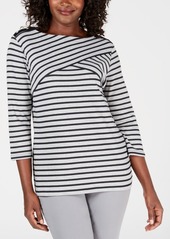 Karen Scott Plus Size Abstract Stripe Top, Created for Macy's