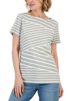Karen Scott Women's Callie Stripe Short-Sleeve Top, Created for Macy's